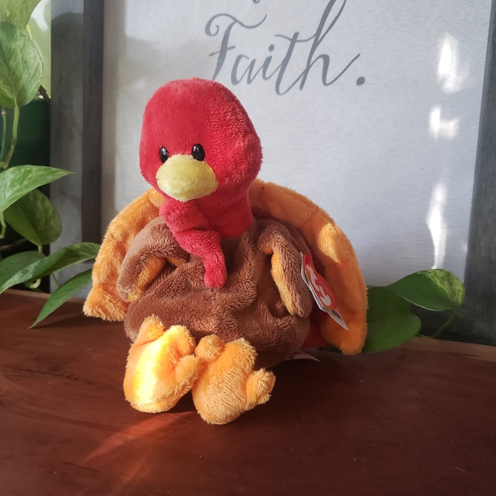 Ty Pluffie Beanie Baby Gobble the Turkey NEW 9 inch - Picture 7 of 11